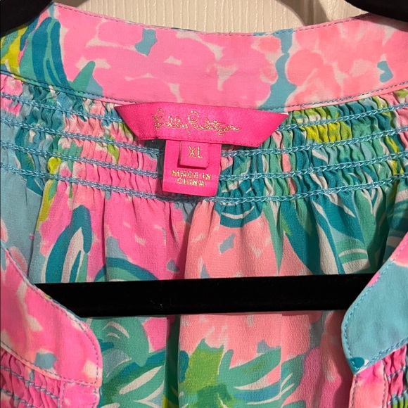 Lilly Pulitzer Vibrant Pink and Green Floral Blouse - Picture 3 of 5
